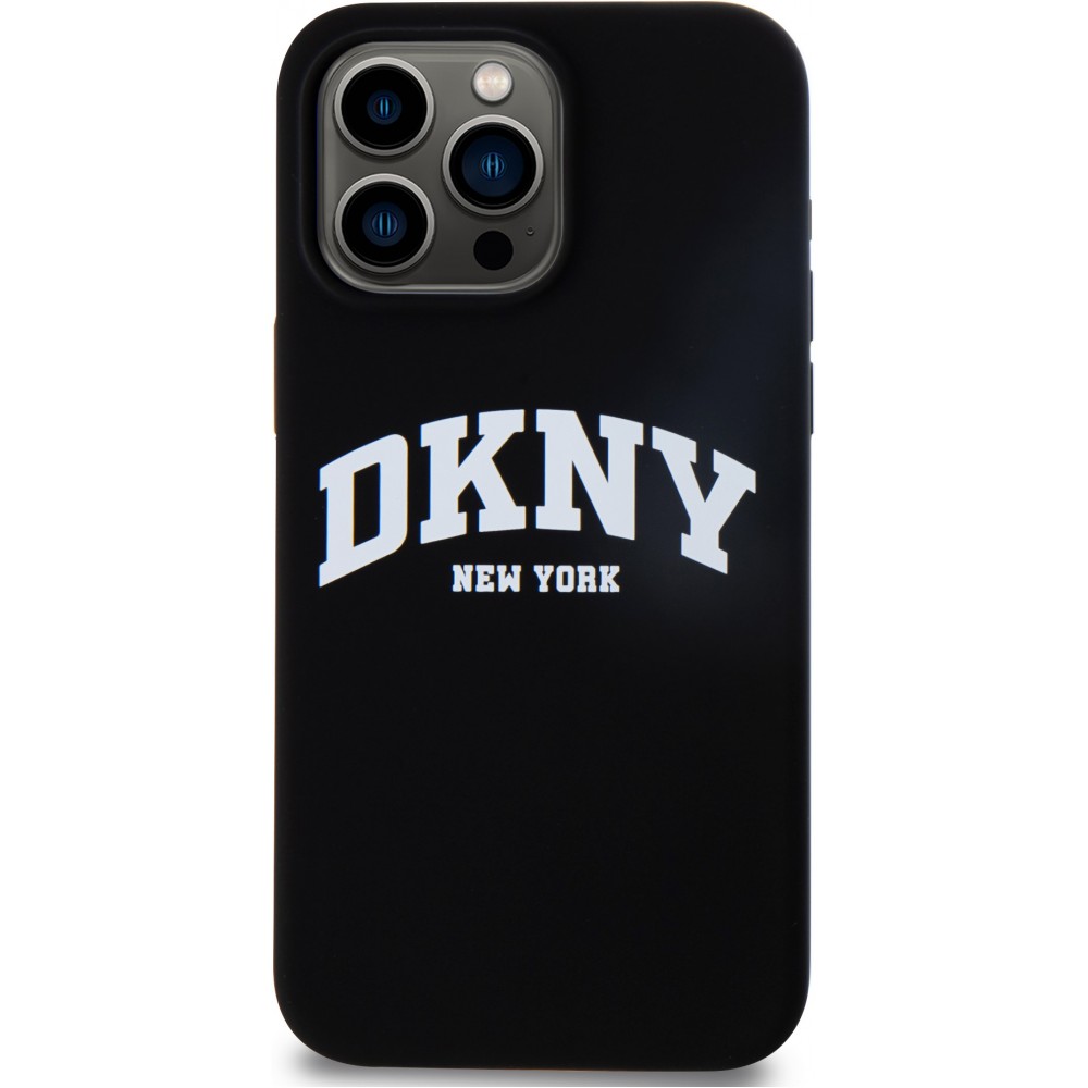 iPhone 15 Pro Max Case H&uuml;lle - Liquid Silicone DKNY New York MagSafe kompatibel - Schwarz