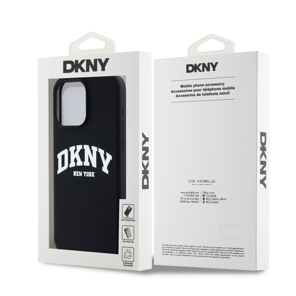 iPhone 15 Pro Max Case H&uuml;lle - Liquid Silicone DKNY New York MagSafe kompatibel - Schwarz