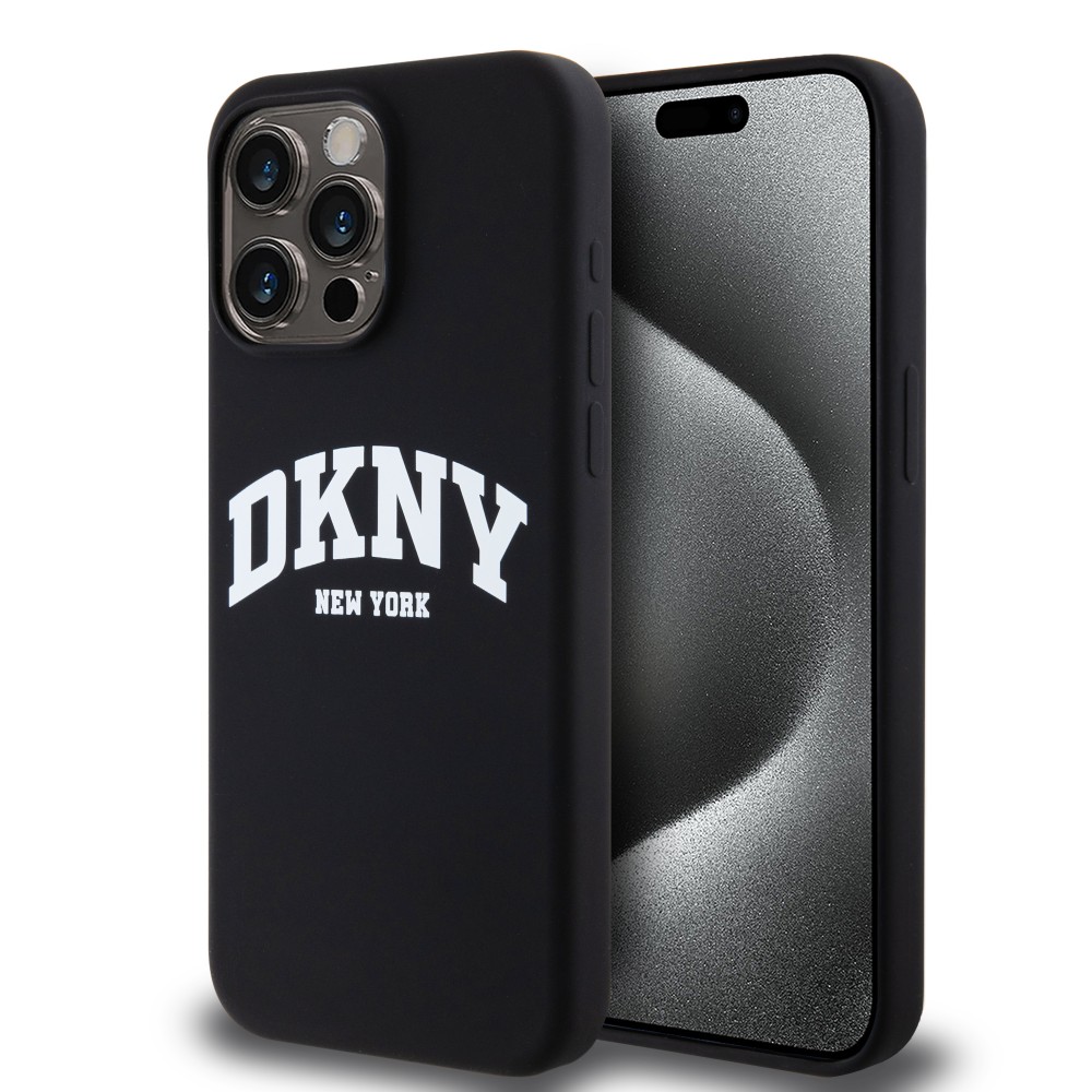 iPhone 15 Pro Max Case H&uuml;lle - Liquid Silicone DKNY New York MagSafe kompatibel - Schwarz