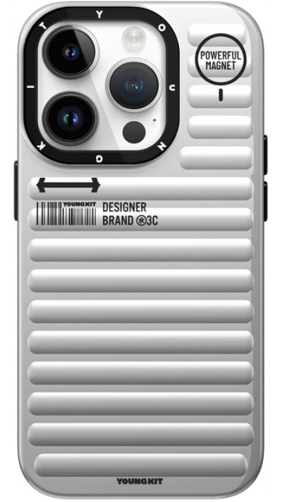 iPhone 15 Pro Max Case Hülle - Youngkit True Color Luggage-Inspired mit MagSafe - Silber
