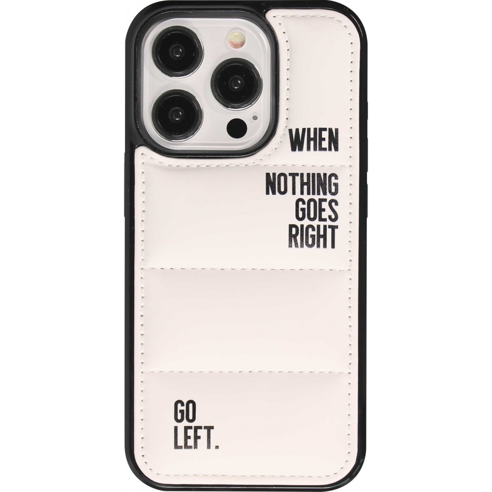 Coque iPhone 14 Pro - Silicone coussin 3D Go Left - Blanc