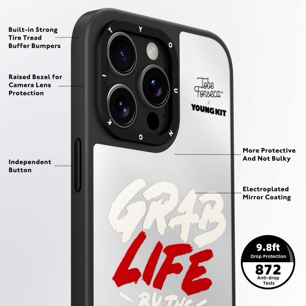Coque iPhone 15 Pro - YOUNGKIT x Tobe Fonseca - Mirror Grab Life by the Balls