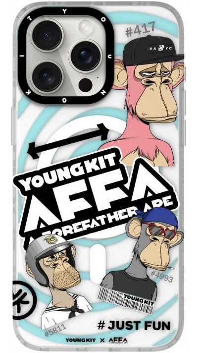 iPhone 15 Pro Case Hülle - Youngkit Funny BoredApe (@BAYC) mit Magsafe - Hellblau