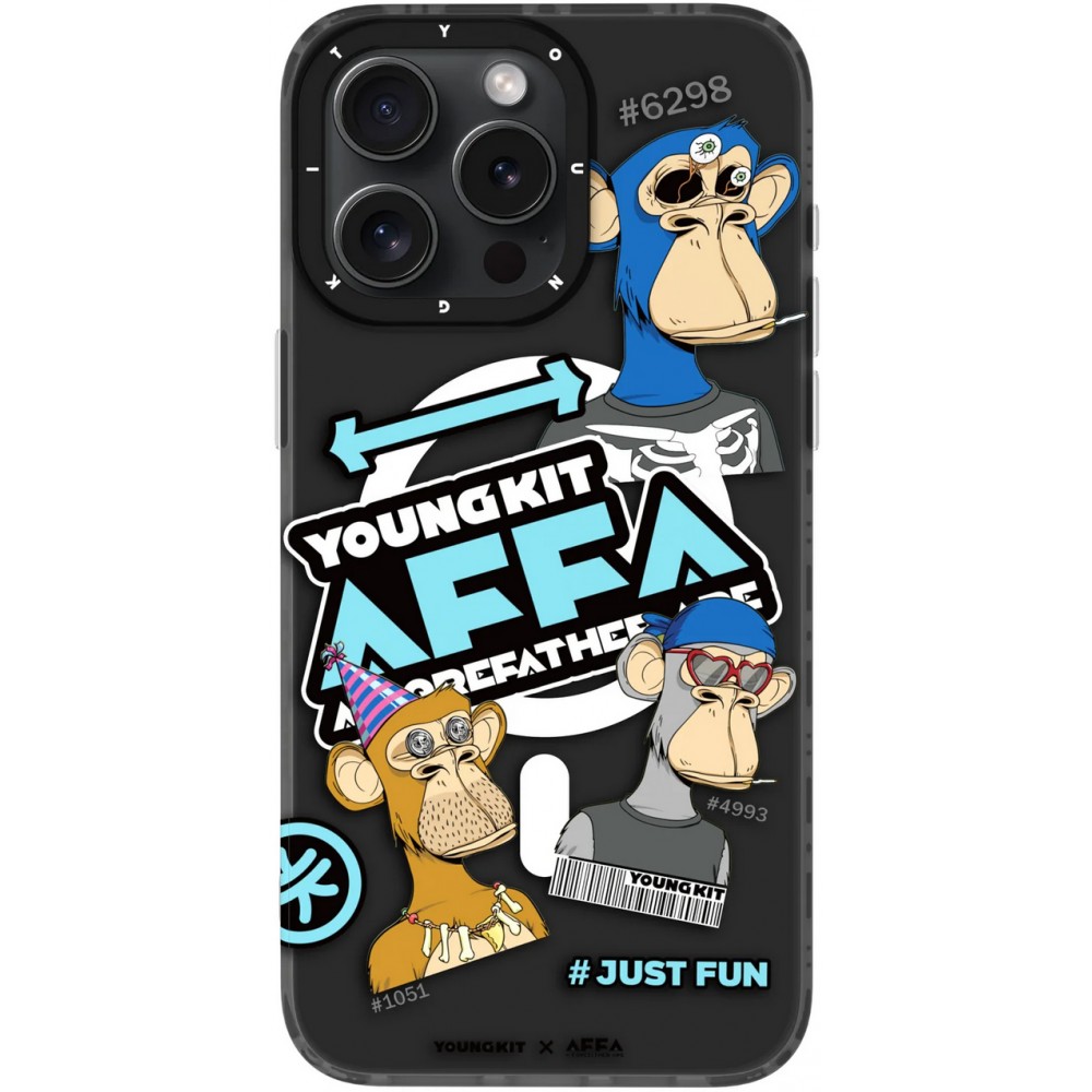 Coque iPhone 15 Pro - Youngkit Funny BoredApe (@BAYC) avec Magsafe - Noir