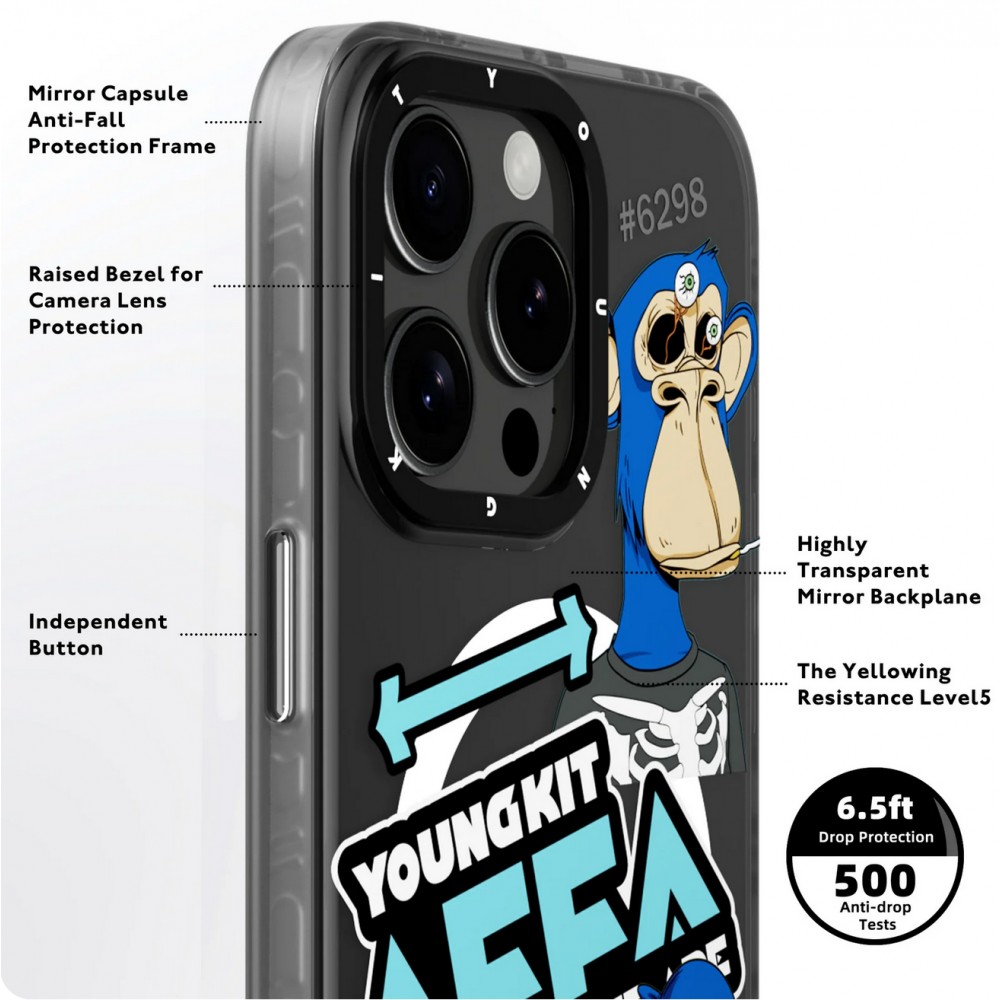 Coque iPhone 15 Pro - Youngkit Funny BoredApe (@BAYC) avec Magsafe - Noir