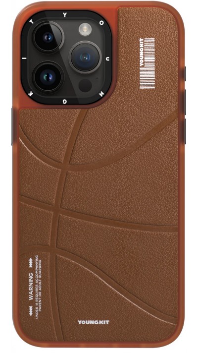 iPhone 15 Pro Case Hülle - Youngkit Passionate Backboard Leather Case mit Magsafe - Braun