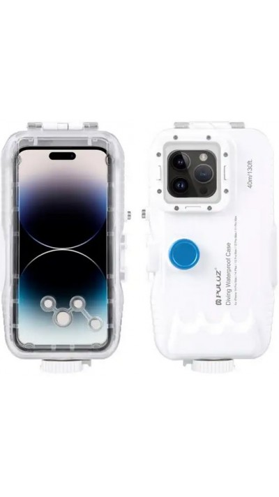 iPhone Case Hülle - Wasserdichtes Schutzcover PULUZ zum Schnorcheln und Tauchen bis 40M IPX8 Grade iPhones (large) - Weiss