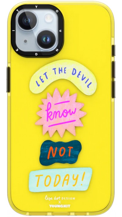 iPhone 15 Case H&uuml;lle - Youngkit @LisadotDesign Positive Quotes Case Let the Devil know