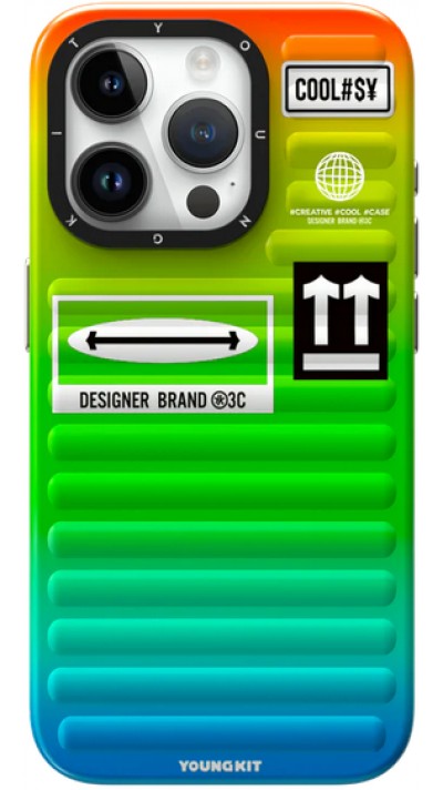 iPhone 15 Pro Max Case Hülle - Youngkit Color-Gradient Luggage-Inspired Case - Grün/orange