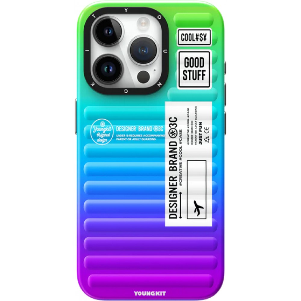 Coque iPhone 15 Pro Max - Youngkit Color-Gradient Luggage-Inspired Case - Violet/bleu