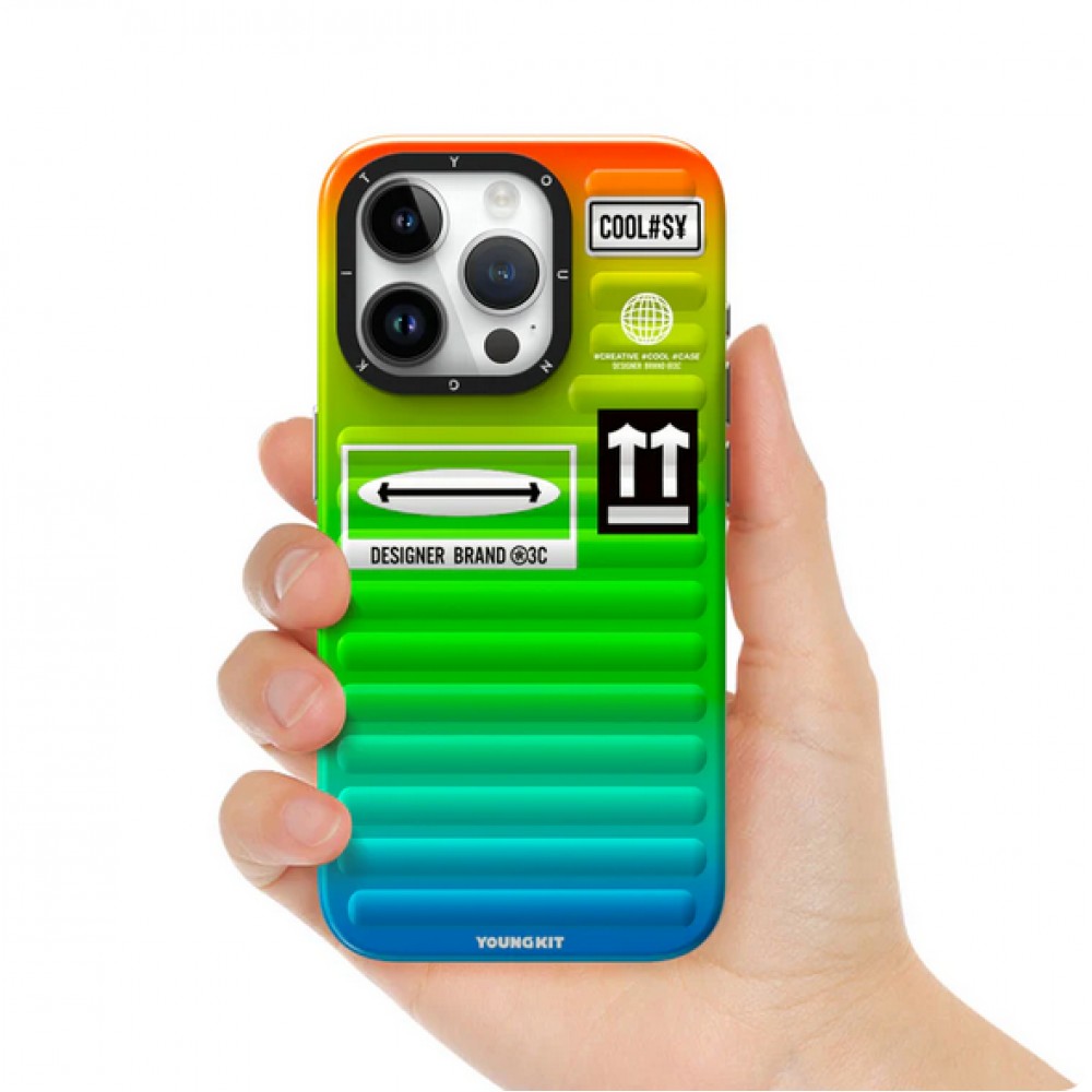 Coque iPhone 15 Pro Max - Youngkit Color-Gradient Luggage-Inspired Case - Violet/bleu