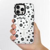 iPhone 15 Case Hülle - Youngkit Colorful Polka Dots Case mit Magsafe - Weiss