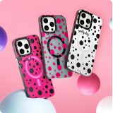 iPhone 15 Case Hülle - Youngkit Colorful Polka Dots Case mit Magsafe - Weiss
