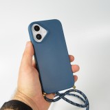 iPhone 16 Case Hülle - Bio Eco-Friendly Vegan mit Handykette Necklace blau
