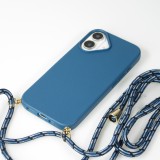 iPhone 16 Case Hülle - Bio Eco-Friendly Vegan mit Handykette Necklace blau