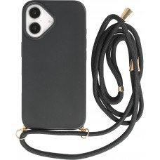 iPhone 16 Case Hülle - Bio Eco-Friendly Vegan mit Handykette Necklace - Schwarz