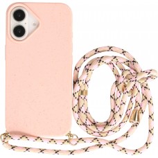 iPhone 16 Case Hülle - Bio Eco-Friendly Vegan mit Handykette Necklace - Rosa