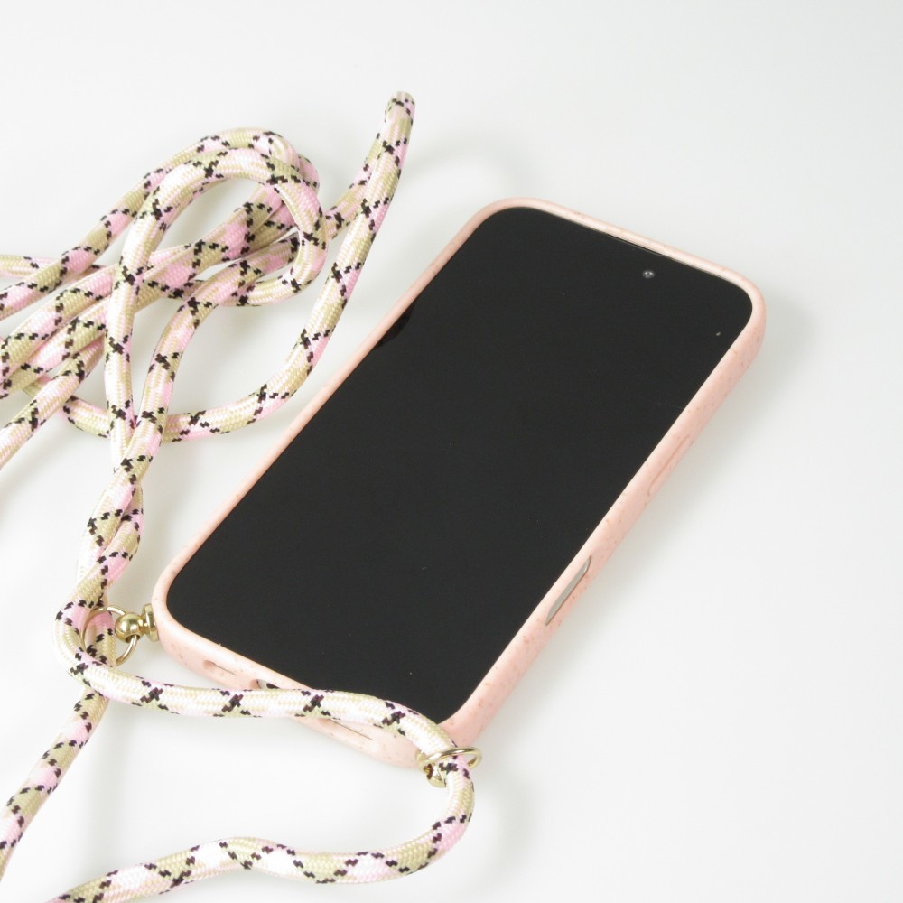 iPhone 16 Case Hülle - Bio Eco-Friendly Vegan mit Handykette Necklace - Rosa