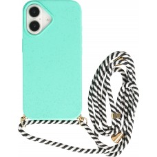 iPhone 16 Case Hülle - Bio Eco-Friendly Vegan mit Handykette Necklace - Türkis
