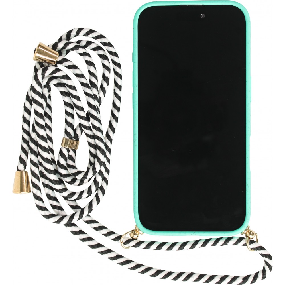iPhone 16 Case Hülle - Bio Eco-Friendly Vegan mit Handykette Necklace - Türkis