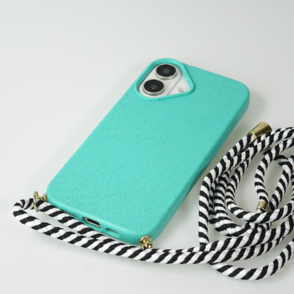 iPhone 16 Case Hülle - Bio Eco-Friendly Vegan mit Handykette Necklace - Türkis