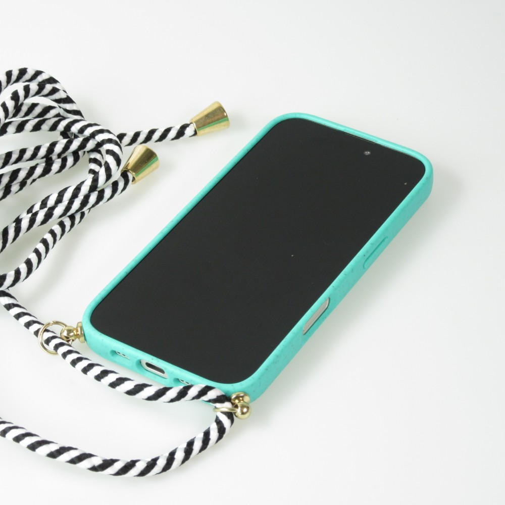 iPhone 16 Case Hülle - Bio Eco-Friendly Vegan mit Handykette Necklace - Türkis