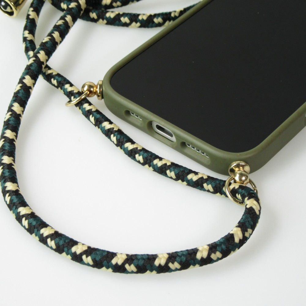 iPhone 16 Case Hülle - Bio Eco-Friendly Vegan mit Handykette Necklace - Dunkelgrün