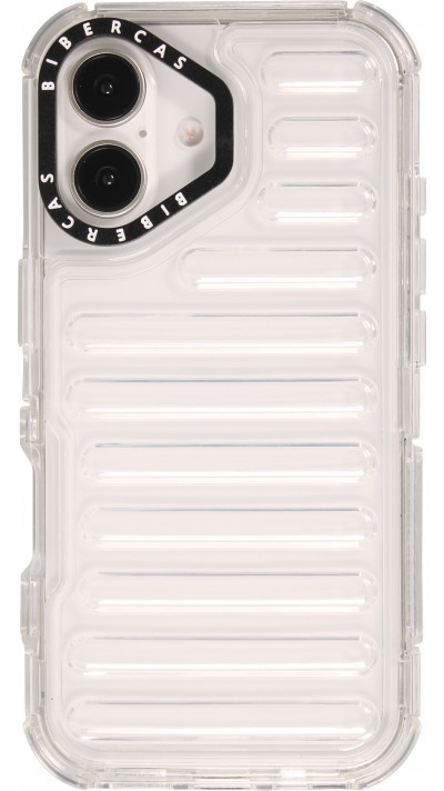 iPhone 16 Case Hülle - Transparente Hart-Silikon Cover mit 3D Bulp Effekt und verstärkten Ecken - Transparent