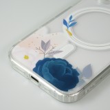Coque iPhone 16 - Gel silicone rigide avec MagSafe rose bleue - Transparent