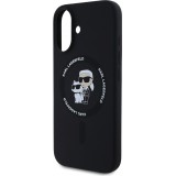 iPhone 16 Case Hülle - Karl Lagerfeld und Choupette soft touch mit MagSafe - Schwarz