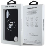 iPhone 16 Case Hülle - Karl Lagerfeld und Choupette soft touch mit MagSafe - Schwarz