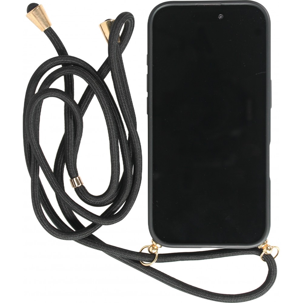 iPhone 16 Plus Case Hülle - Bio Eco-Friendly Vegan mit Handykette Necklace - Schwarz