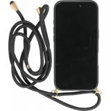 iPhone 16 Plus Case Hülle - Bio Eco-Friendly Vegan mit Handykette Necklace - Schwarz