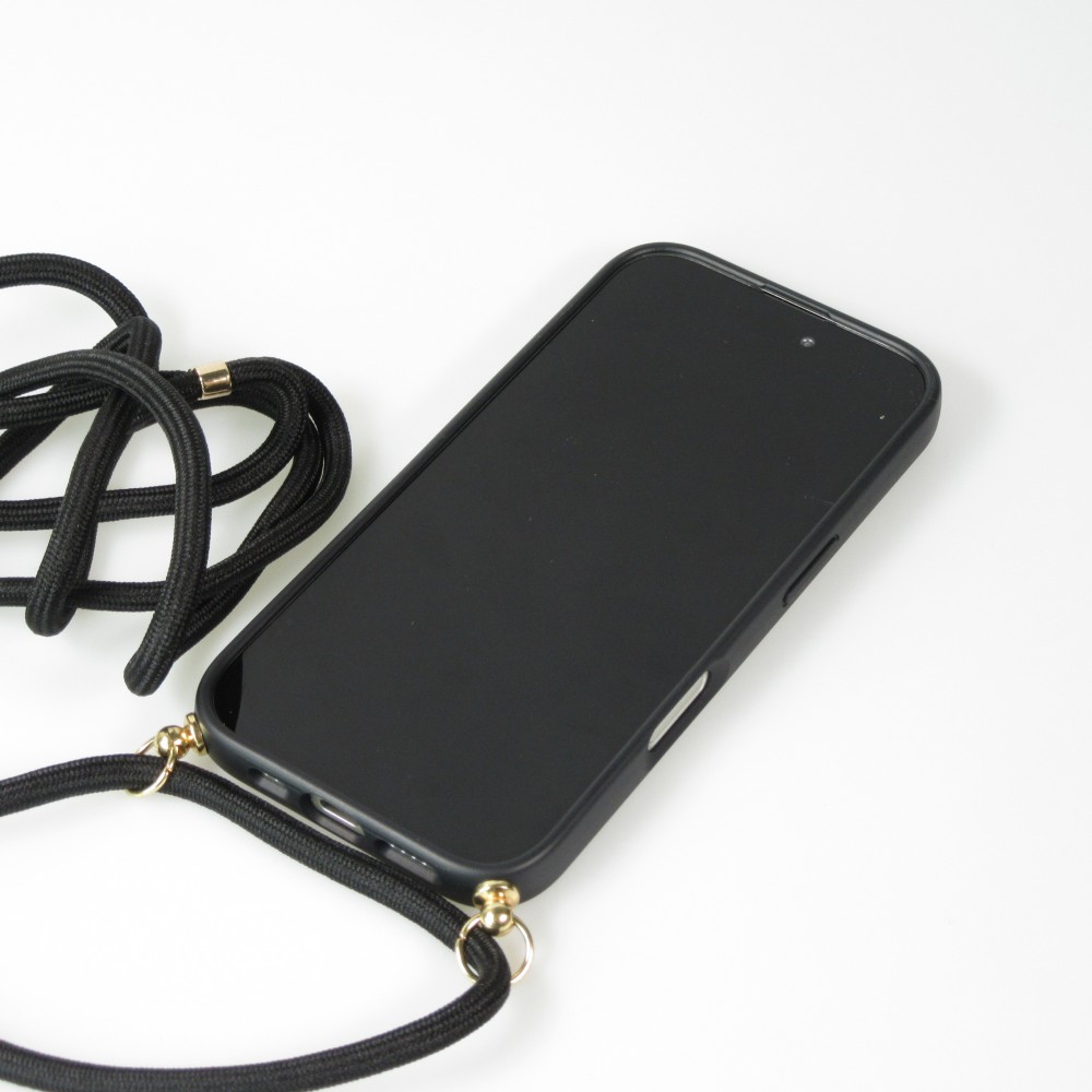 iPhone 16 Plus Case Hülle - Bio Eco-Friendly Vegan mit Handykette Necklace - Schwarz