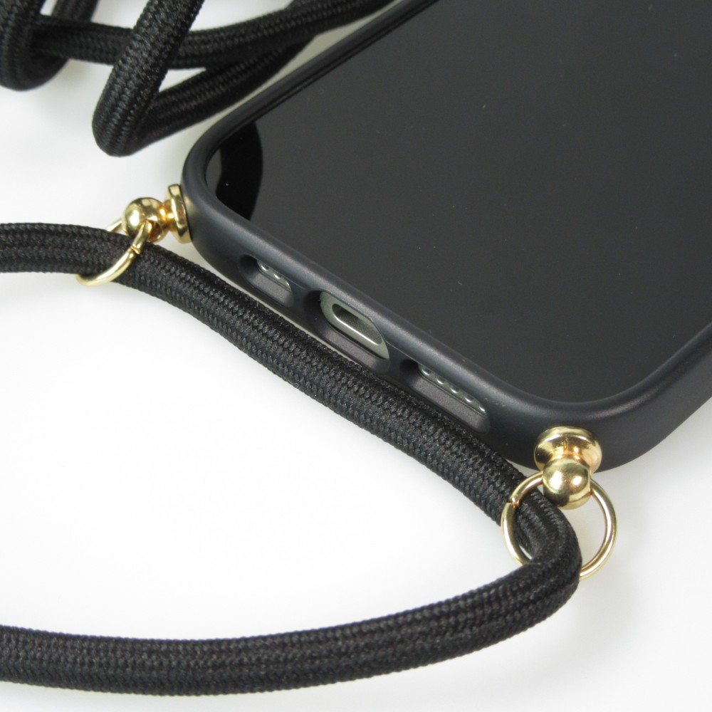 iPhone 16 Plus Case Hülle - Bio Eco-Friendly Vegan mit Handykette Necklace - Schwarz