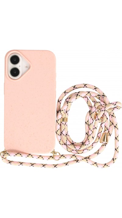 iPhone 16 Plus Case Hülle - Bio Eco-Friendly Vegan mit Handykette Necklace - Rosa