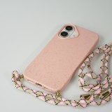 iPhone 16 Plus Case Hülle - Bio Eco-Friendly Vegan mit Handykette Necklace - Rosa