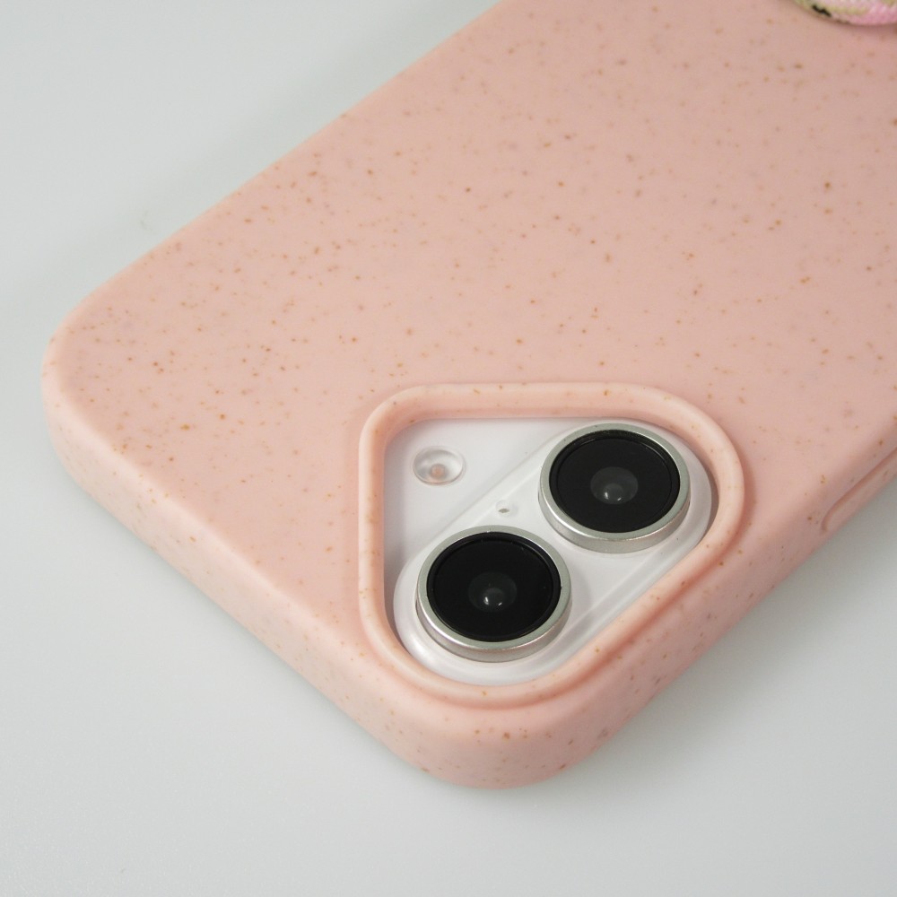 iPhone 16 Plus Case Hülle - Bio Eco-Friendly Vegan mit Handykette Necklace - Rosa