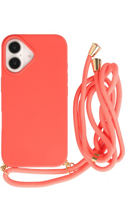 iPhone 16 Plus Case Hülle - Bio Eco-Friendly Vegan mit Handykette Necklace - Rot