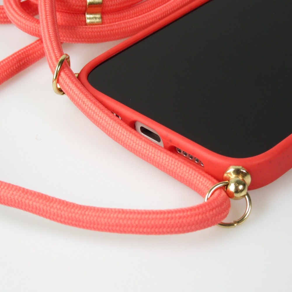 iPhone 16 Plus Case Hülle - Bio Eco-Friendly Vegan mit Handykette Necklace - Rot
