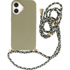 iPhone 16 Plus Case Hülle - Bio Eco-Friendly Vegan mit Handykette Necklace - Dunkelgrün