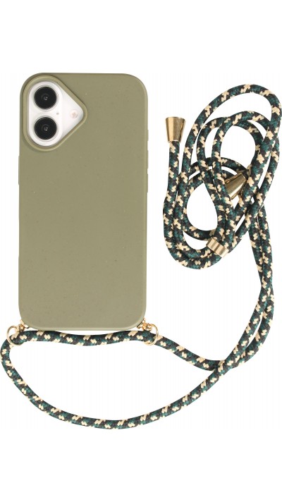 iPhone 16 Plus Case Hülle - Bio Eco-Friendly Vegan mit Handykette Necklace - Dunkelgrün