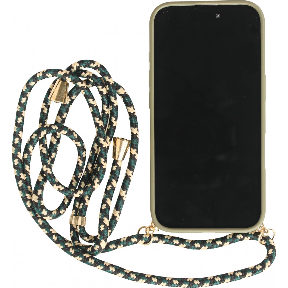 iPhone 16 Plus Case Hülle - Bio Eco-Friendly Vegan mit Handykette Necklace - Dunkelgrün