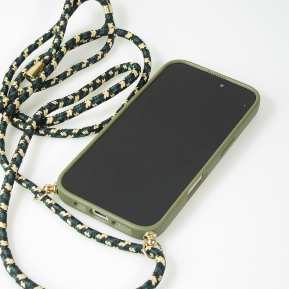 iPhone 16 Plus Case Hülle - Bio Eco-Friendly Vegan mit Handykette Necklace - Dunkelgrün
