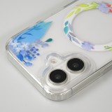 iPhone 16 Plus Case Hülle - Gummi Silikon steif mit MagSafe Frühlings Blumen - Transparent