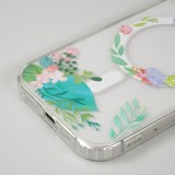 iPhone 16 Plus Case Hülle - Gummi Silikon steif mit MagSafe Frühlings Blumen - Transparent