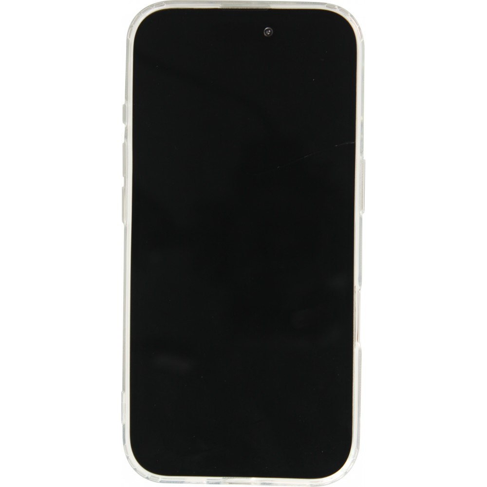 iPhone 16 Plus Case Hülle - Gummi Silikon steif mit MagSafe blaue Rose - Transparent