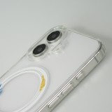 iPhone 16 Plus Case Hülle - Gummi Silikon steif mit MagSafe blaue Rose - Transparent