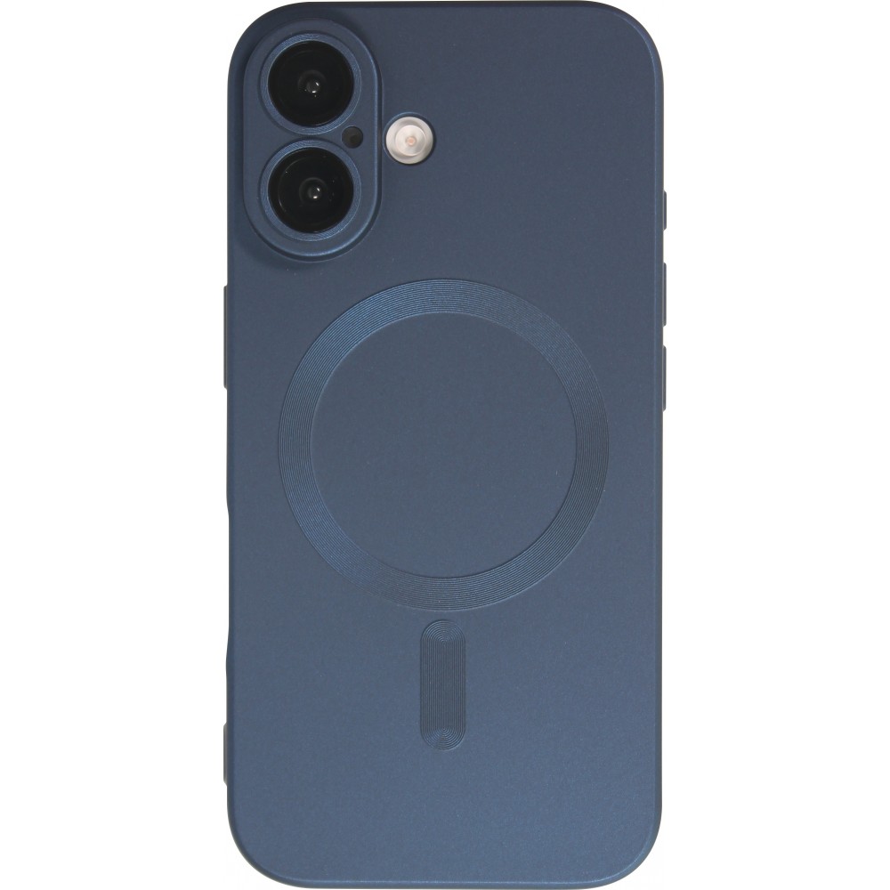 iPhone 16 Plus Case Hülle - Gummi weich mit Kameraschutzglas MagSafe - Dunkelblau