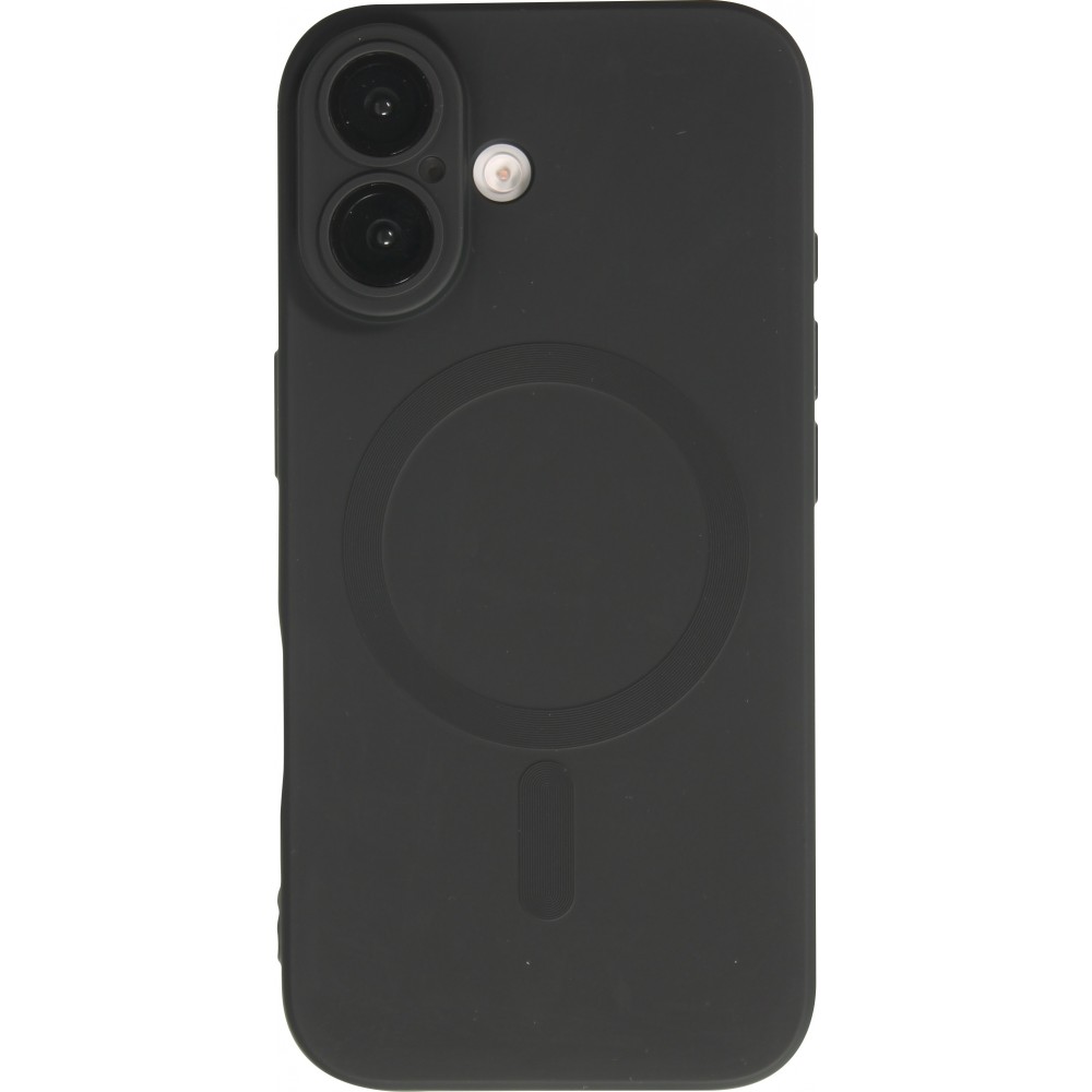 iPhone 16 Plus Case Hülle - Gummi weich mit Kameraschutzglas MagSafe - Schwarz
